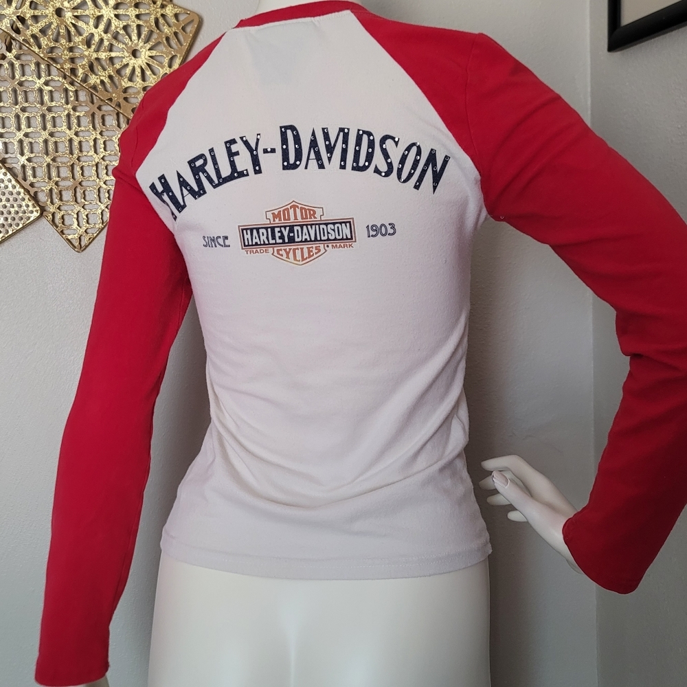 Harley- Davidson rhinestone baseball raglan xs